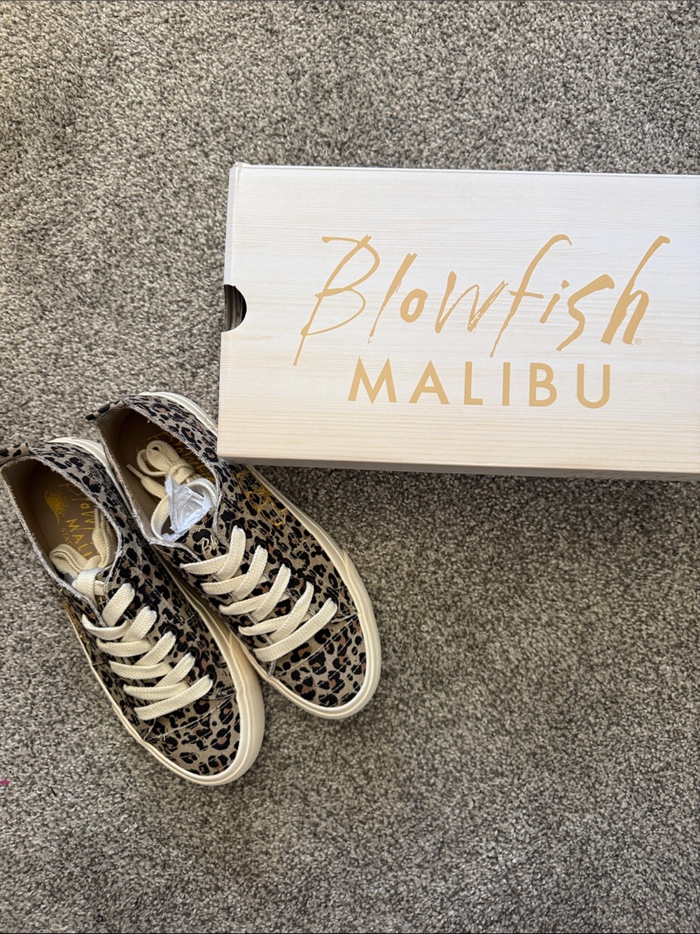 Blowfish Leopard Print Low-Top Sneakers in Beige and Black